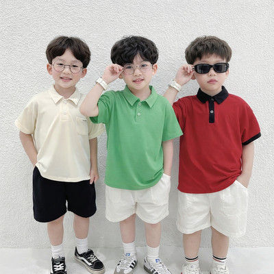 Áo cộc tay cổ polo Beemo vải cotton cho bé trai mặc đi chơi, đi học từ 9-24kg