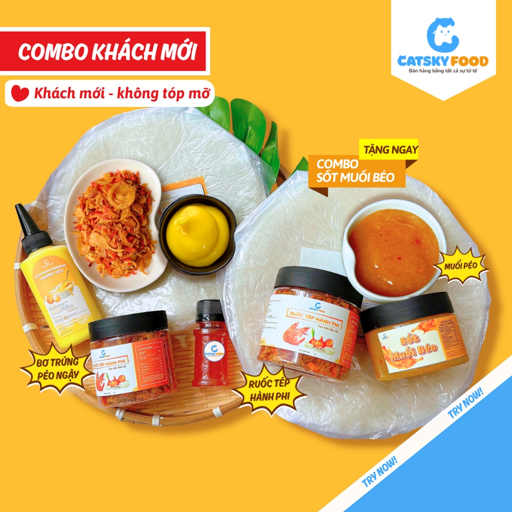Combo Khách Mới - Mua 1 Được 2 - Bánh tráng phơi sương CATSKY FOOD combo bánh tráng đồ ăn vặt