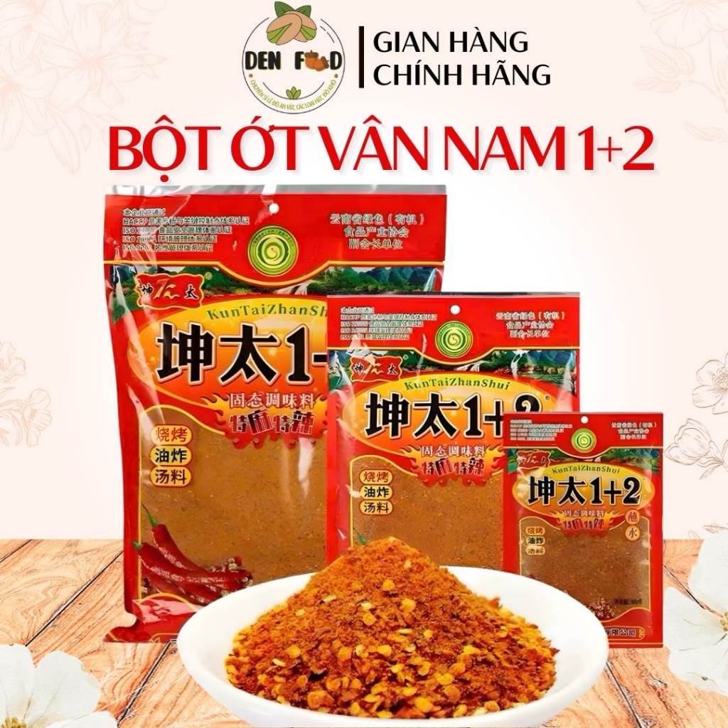 (gói 100g) Ớt Bột Vân Nam Kuntai Trộn Tê Cay 1+2 Tẩm ướp đồ nướng, pha chế đồ chấm - Ăn Vặt Denfood