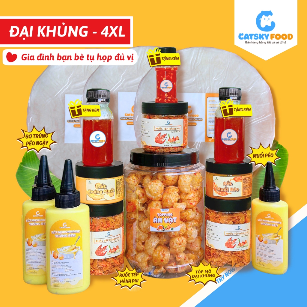 Bánh tráng phơi sương CATSKY FOOD combo bánh tráng đồ ăn vặt tiện lợi - COMBO ĐẠI KHỦNG 4XL