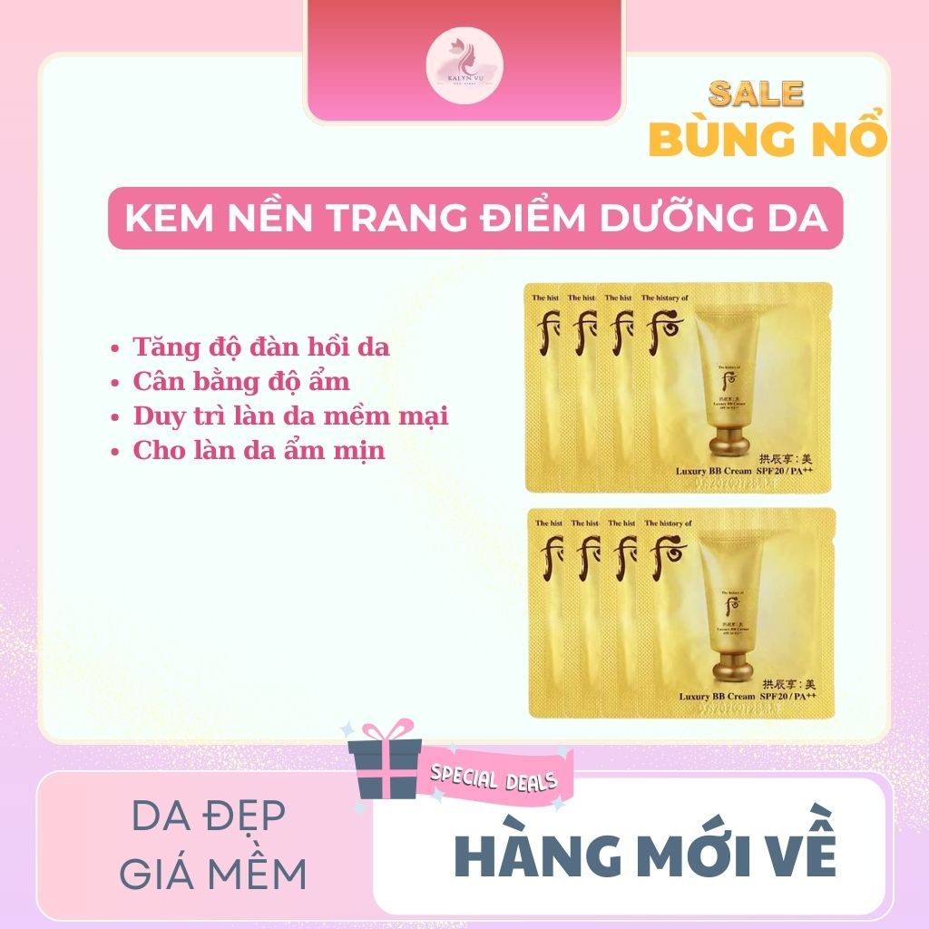 Sample kem nền Whoo nâng tone che khuyết điểm mỏng mịn, chống nắng tốt, hàng chuẩn chính hãng