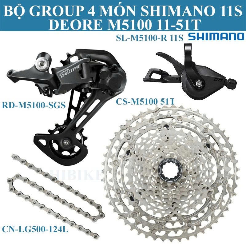 Bộ Combo 4 Món Shimano Deore M5100 11S 42T Bộ Group Truyền Động Đề Xe Đạp