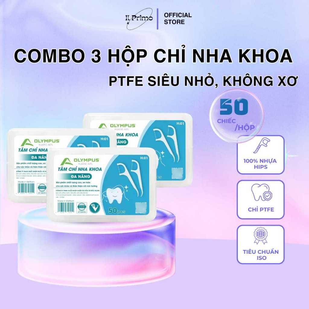 COMBO 3 HỘP Tăm Chỉ Nha Khoa Olympus Việt Nam, không chứa huỳnh quang