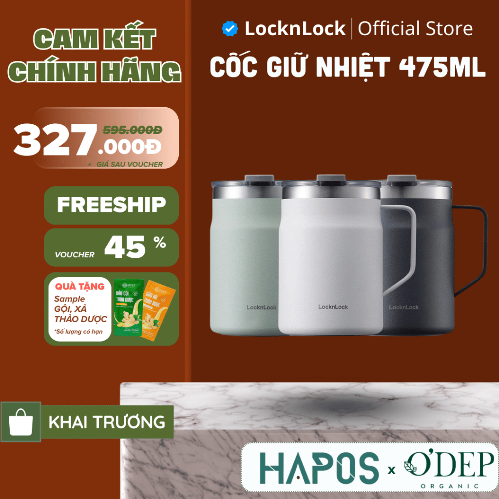 Cốc giữ nhiệt LocknLock 475ml Metro Table Mug Chính hãng, dung tích LHC4219 - HAPOS LOCKNLOCK OFC
