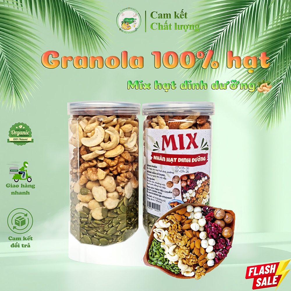 Granola Siêu Hạt Mix Hạt Dinh Dưỡng – Granola Healthy Không Yến Mạch Mix Điều Macca Óc Chó H.Nhân Bí
