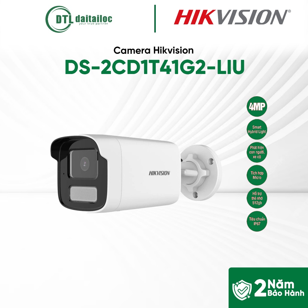 Camera Hikvision DS-2CD1T41G2-LIU (4M/ IP/ ĐÈN KÉP/ CHỐNG BÁO ĐỘNG GIẢ/ TÍCH HỢP MIC) | Chính Hãng |
