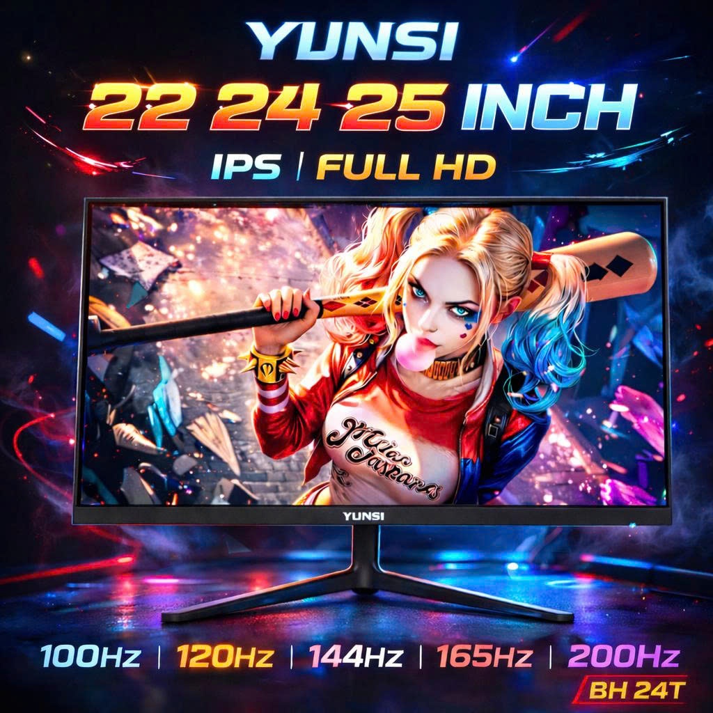 LCD màn hình gaming Yunsi 22 24 25 inch 100hz 120hz 144hz 165hz 180hz 200hz ips NEW - Trắng đen in
