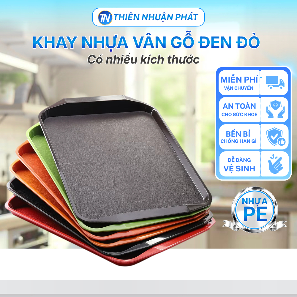 Khay nhựa bê đồ hình chữ nhật chống trượt 42 x 30 x 2cm, nhiều màu sắc