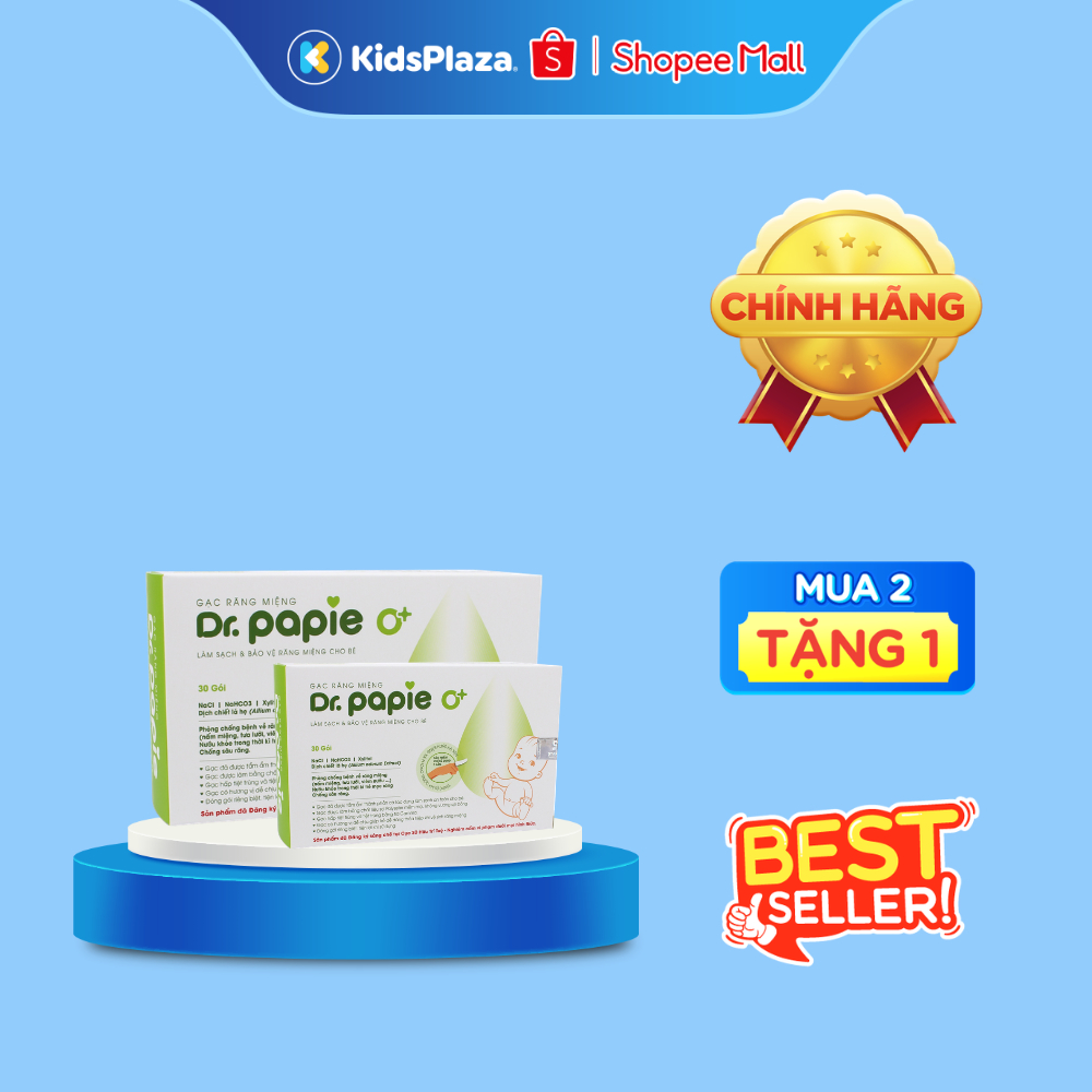 [Mua 2 Tặng 1] Hộp gạc rơ lưỡi/ răng miệng Dr Papie 30pcs 0+/1+