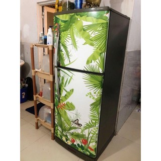 Decal dán tủ lạnh LÁ XANH THIÊN NHIÊN - Chống nước, chống bụi - Trang trí tủ lạnh