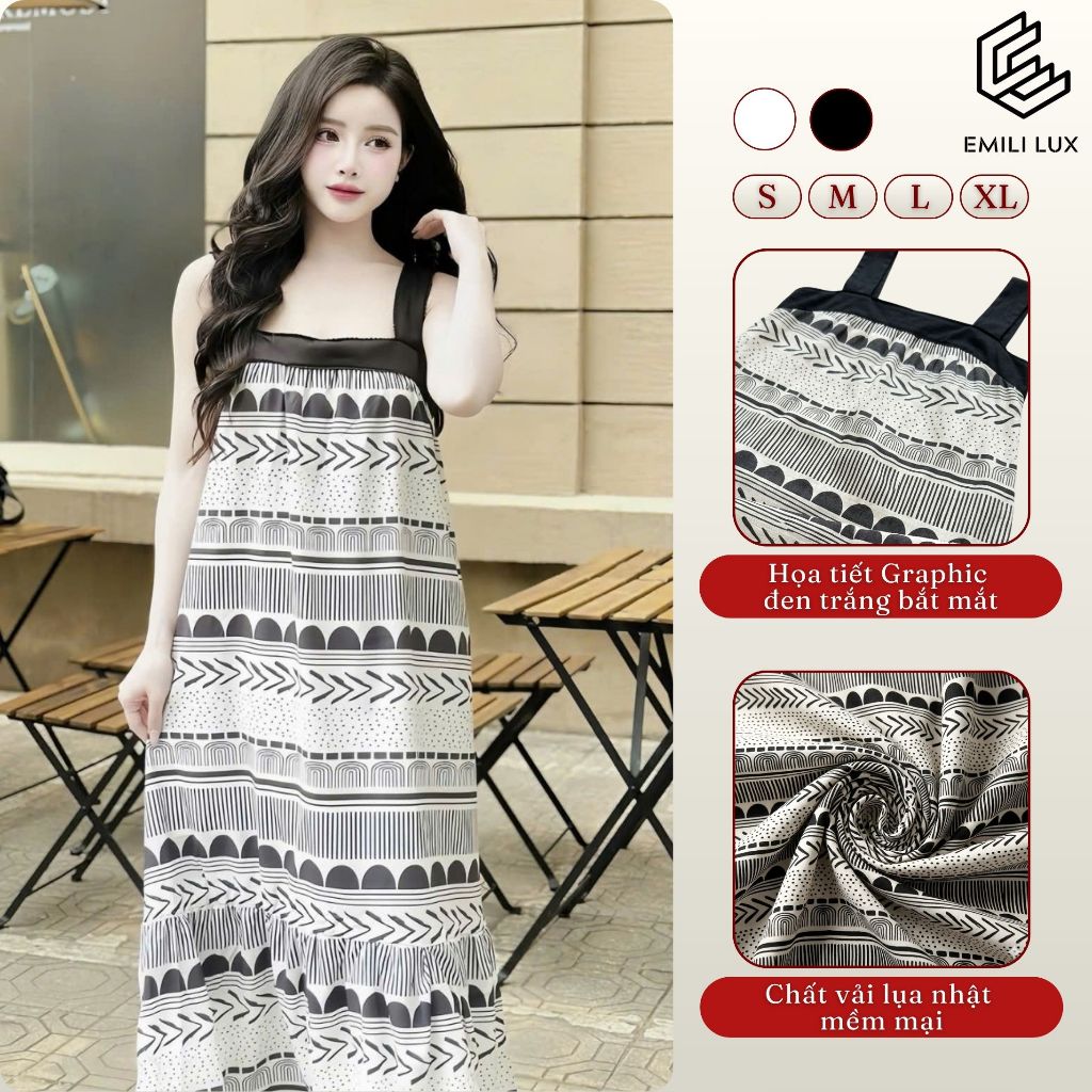 Váy hai dây dáng suông họa tiết kiểu nữ EMILI Design phong cách Hàn Quốc đi biển, dạo phố [V493]
