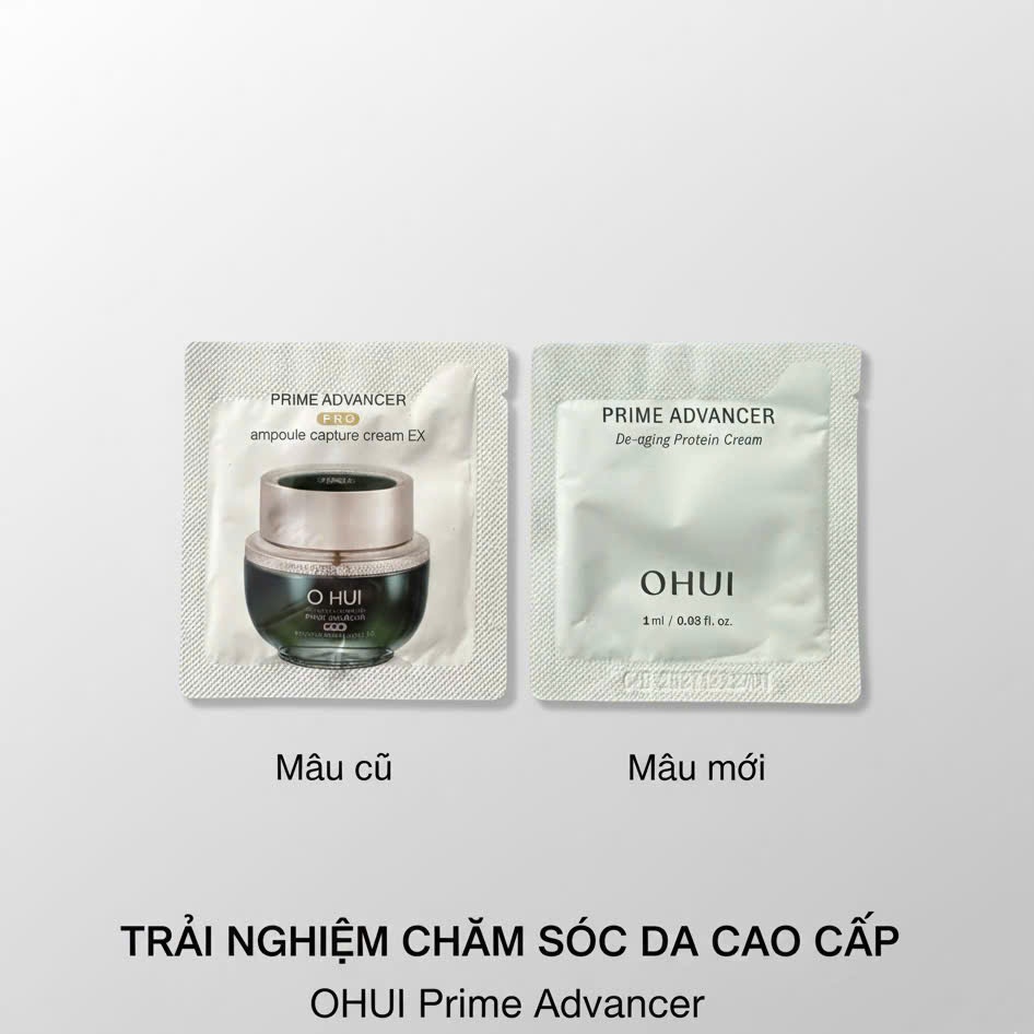 Combo Gói sample kem Ohui dưỡng trắng và căng bóng da OHUI Prime Advancer Ampoule Capture Cream 1ml