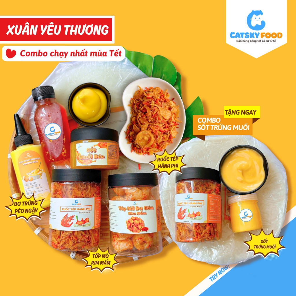 Combo Xuân Yêu Thương - Bánh tráng phơi sương Catsky Food đồ ăn vặt