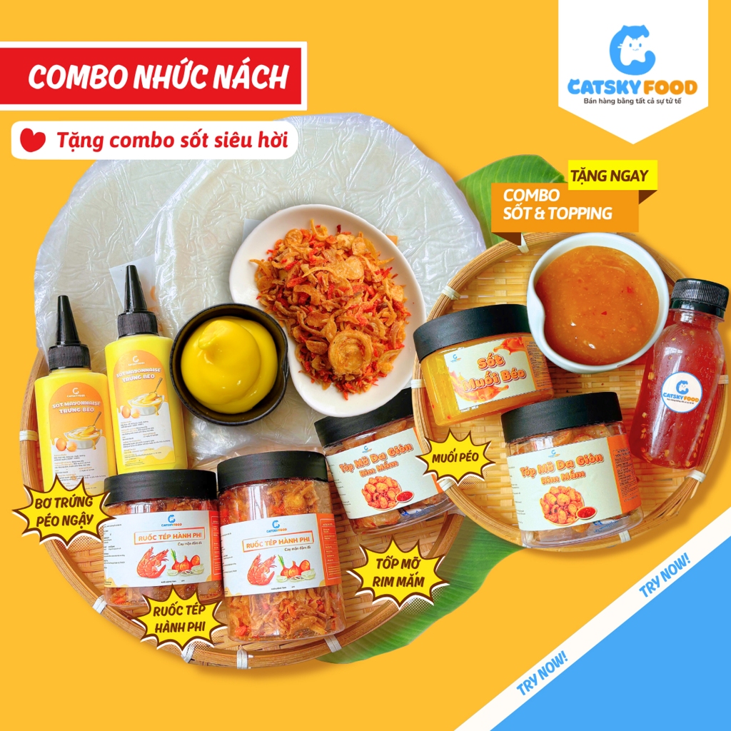 Combo Nhức Nách - Bánh tráng phơi sương Catsky Food hương vị đậm đà đồ ăn vặt tiện lợi