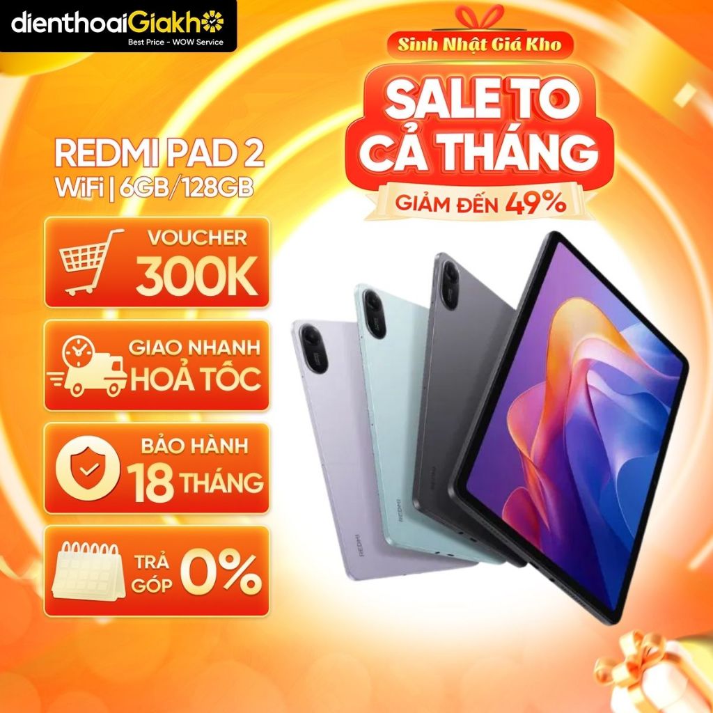 Máy Tính Bảng Xiaomi Redmi Pad 2 Wifi (6GB/128GB) Chính Hãng, Bảo Hành 18 Tháng