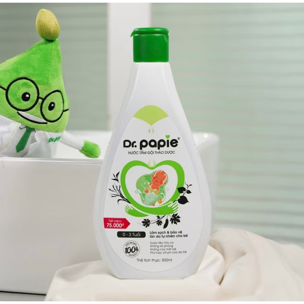 [ ĐỦ SIZE ]  Sữa tắm thảo dược drpapie 230ml, 500ml hỗ trợ làm sạch,bảo vệ da bé