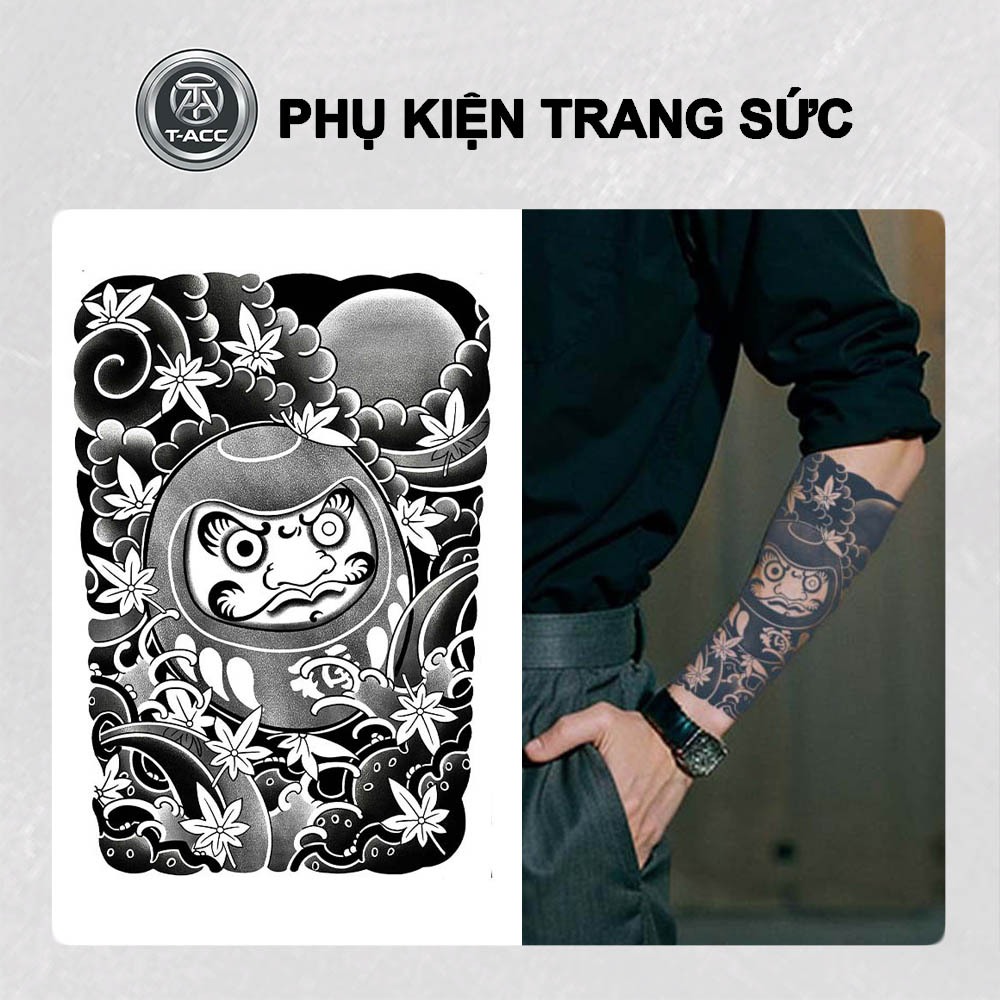 Hình xăm tay tạm thời 15 ngày chống nước Daruma HY-010, miếng dán giả hình xăm nhật cổ bền đẹp
