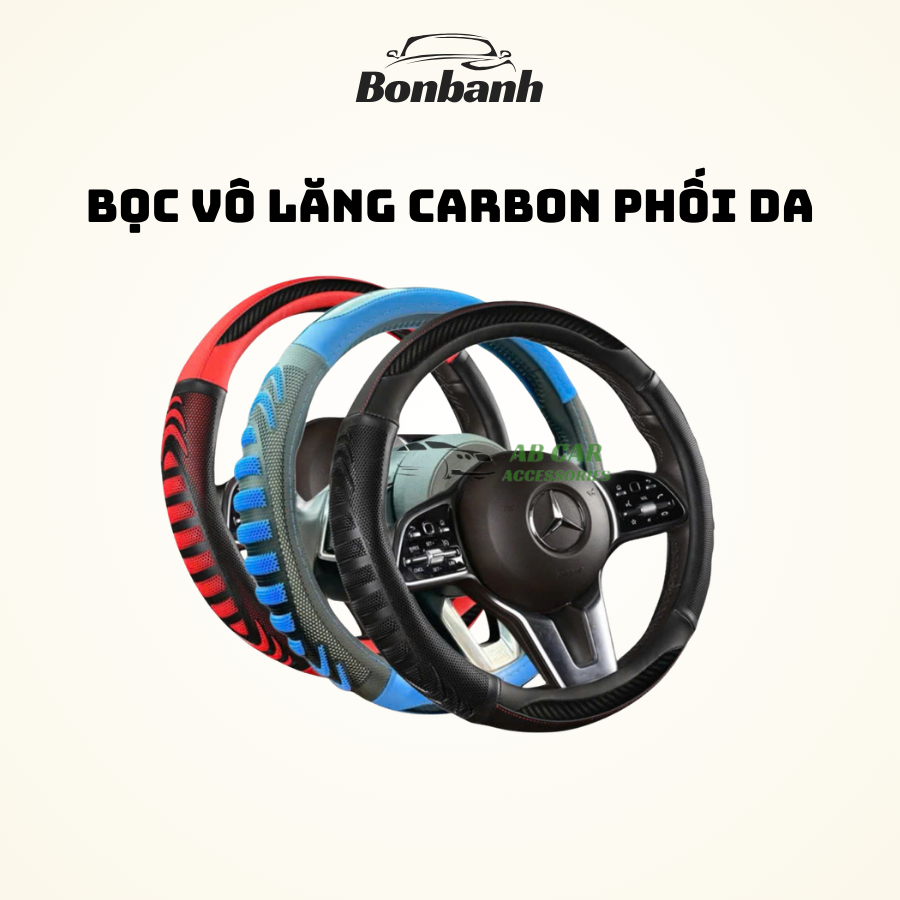 Bọc vô lăng ô tô vân carbon phối da chống trơn trượt - Bonbanh Auto