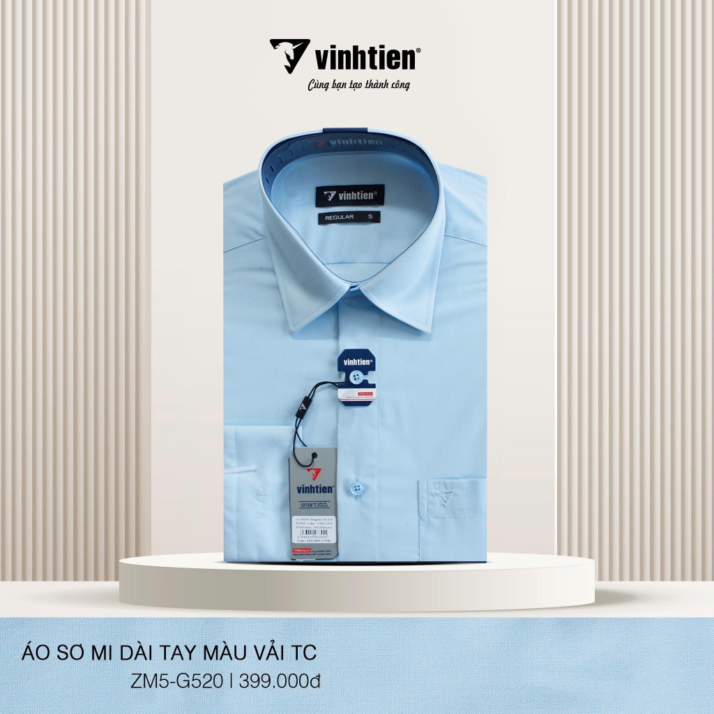 Áo Sơ Mi Dài Tay Màu Vải TC Regular Fit 399 Vĩnh Tiến - VM5-G520