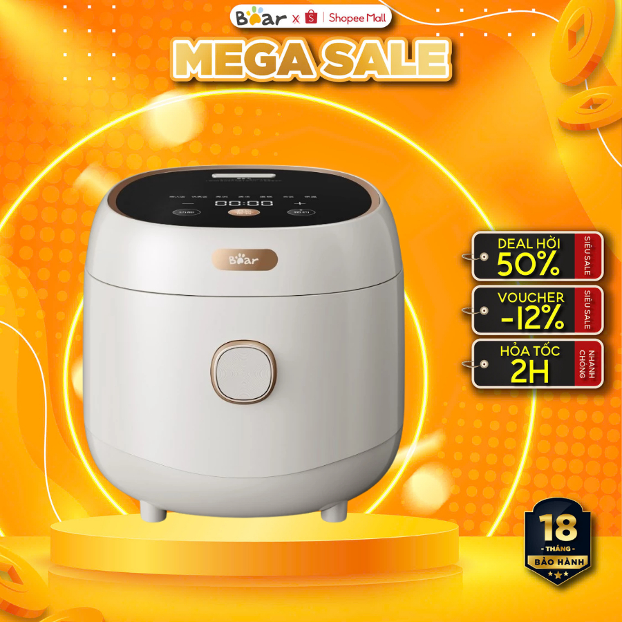 Nồi cơm điện 4L Bear RC-4H40E (DFB-C40K6), 800W, Đa Năng 6 chế độ, Lòng nồi chống dính, BH 18 Tháng