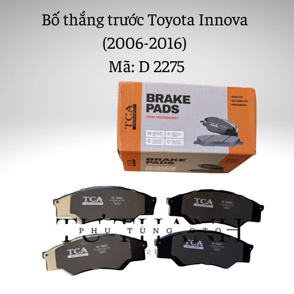Bố thắng (má phanh) trước Toyota Innova (đời 05-16) - Mã D2275