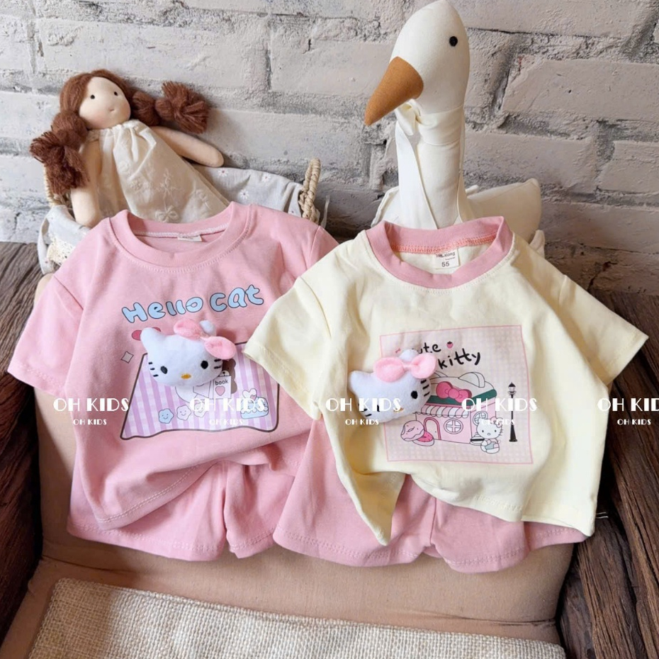 Đồ bộ bé gái, Thời Trang Bé Gái Hàn Quốc, bộ cộc tay bé gái, Set đồ bé gái cotton siêu xinh cho bé 9