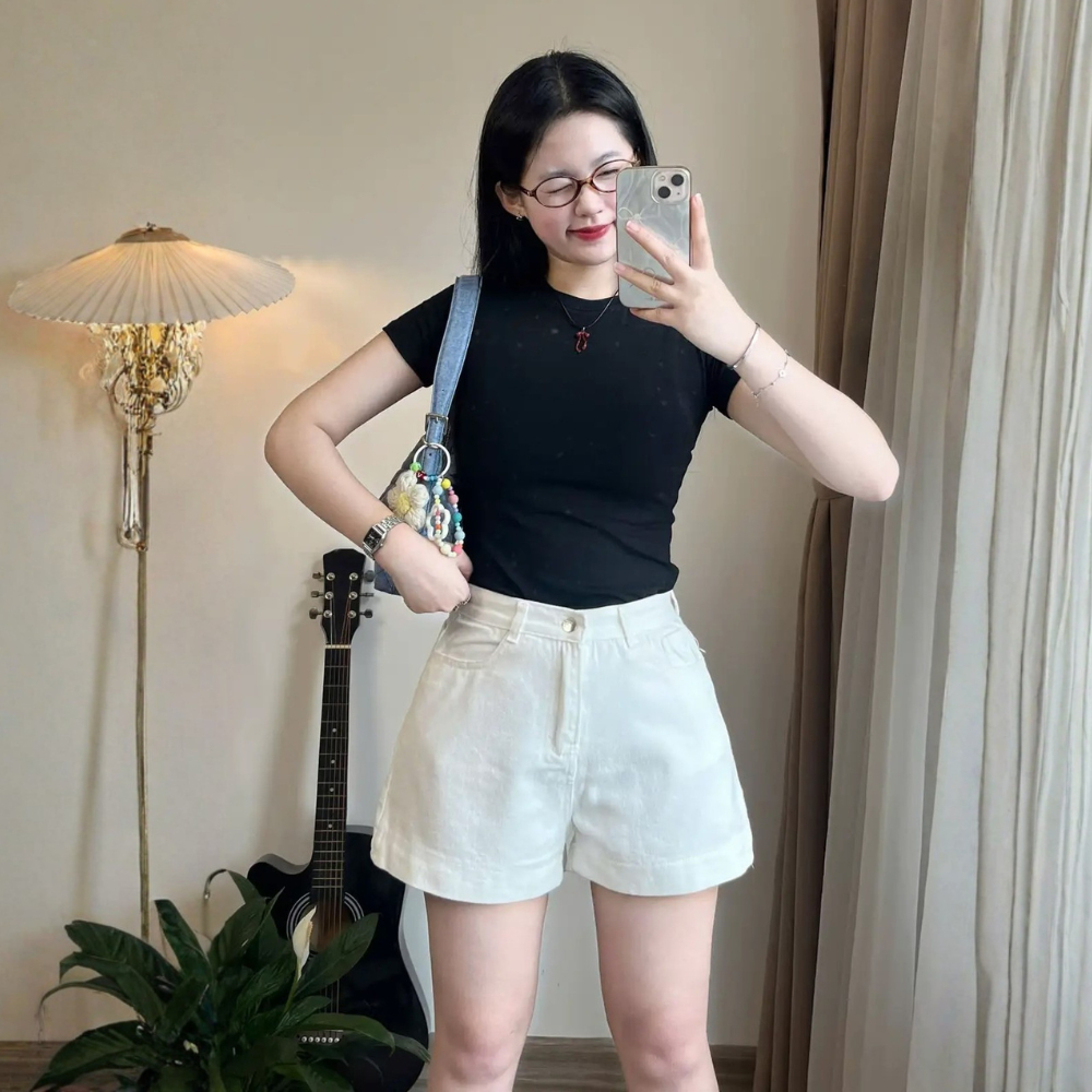 Quần Short Jean Nữ Cạp Cao MIAA Ống Rộng Form Đẹp Hack Dáng, Quần Short Bò Nữ Basic Mặc Hè_QS09 | BigBuy360 - bigbuy360.vn