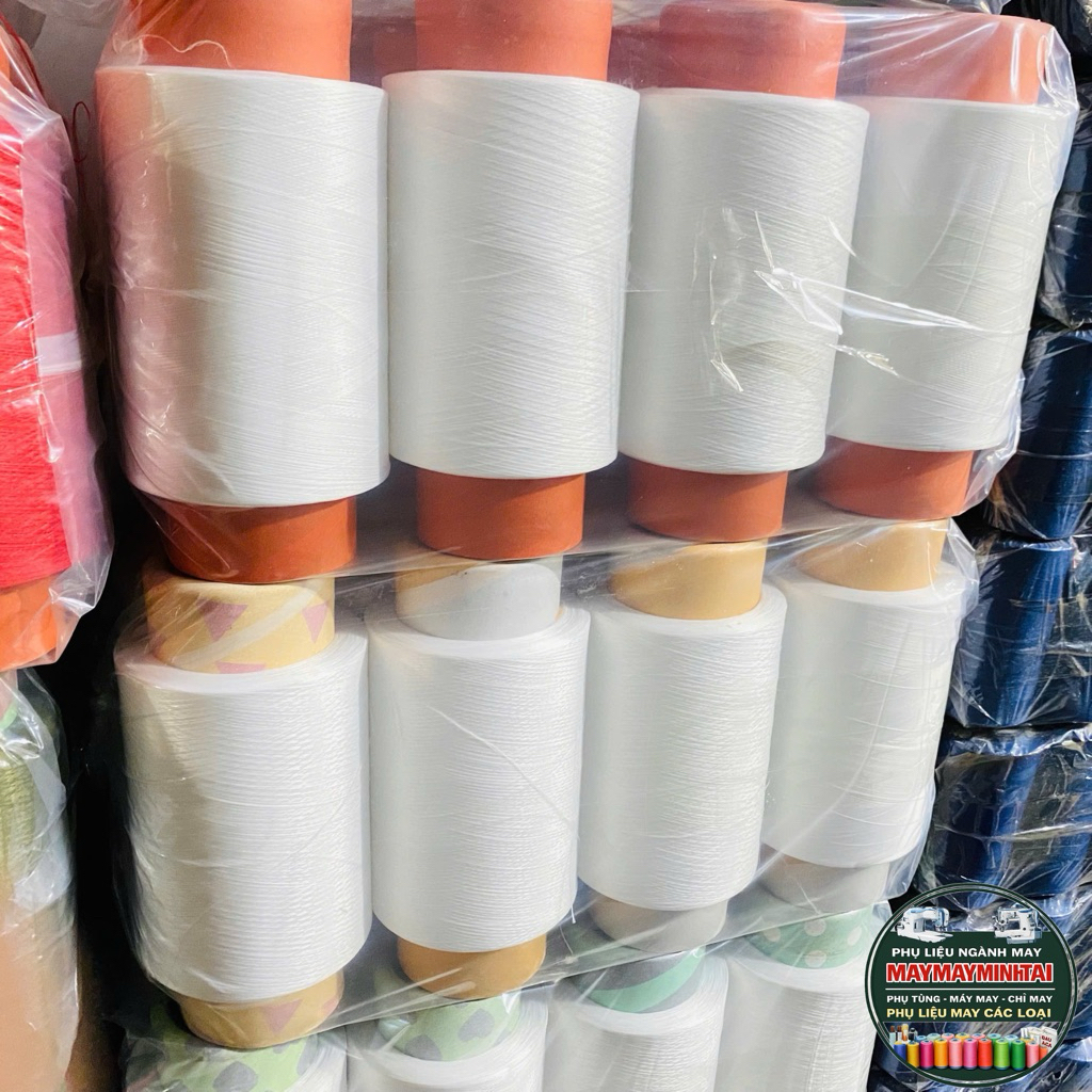 Lốc 6 Ống Chỉ Tơ Vắt Sổ 150 Trắng/Đen Loại 1