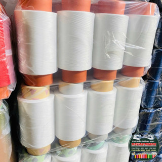 Lốc 6 Ống Chỉ Tơ Vắt Sổ 150 Trắng/Đen Loại 1