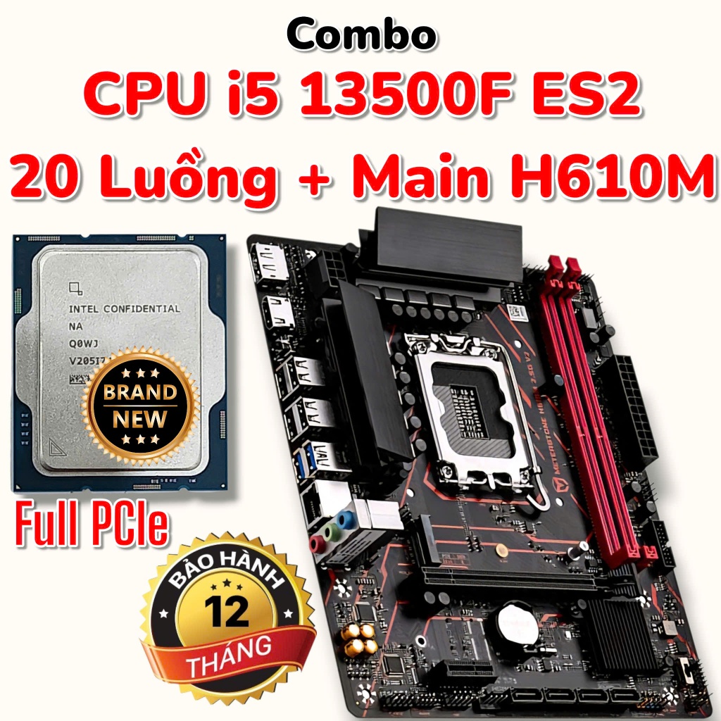 Combo CPU intel Core i5 13500F ES2 - New Tray - BH 12Th + Main MAXSUN H610M - Rẻ Nhất Sàn