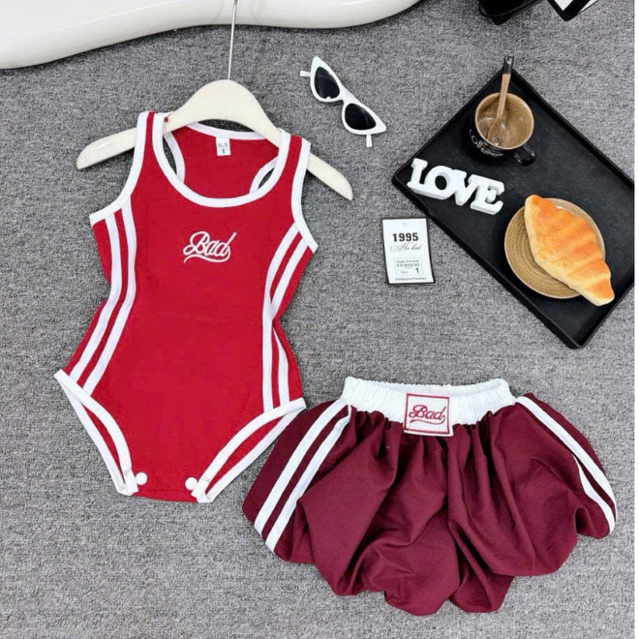 Bộ đồ hè bé gái, Bộ Bikini cho bé gái, Đồ bơi bé gái, Set Jum đùi thiết kế đi biển kèm cv cho bé 8-2