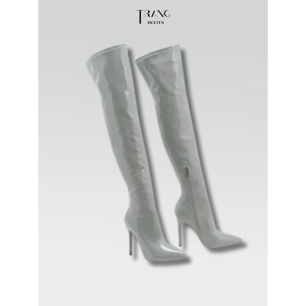 OVER KNEE BOOTS DA BÓNG MŨI NHỌN GÓT NHỌN
