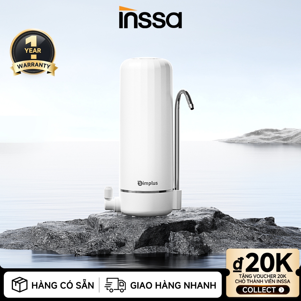 Máy lọc nước Inssa × Simplus Lọc siêu vi uống trực tiếp 3 lớp lọc siêu mịn bảo vệ sức khỏe JSQH006
