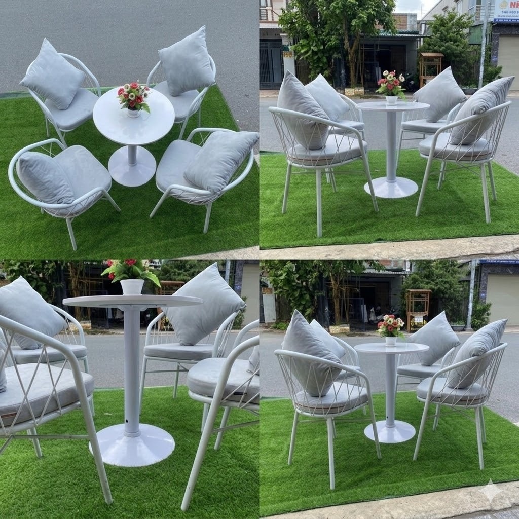 bộ bàn ghế sắt cf, bàn ghế ngoài trời bàn ghế ban công bàn ghế cf trà sữa