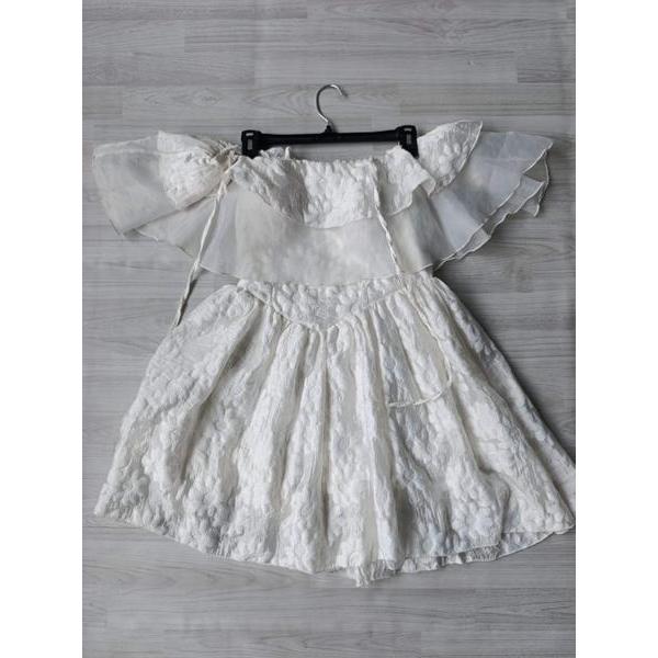 HERIN thanh lý - Đầm xòe trễ vai hoa nổi bymo - SIZE M