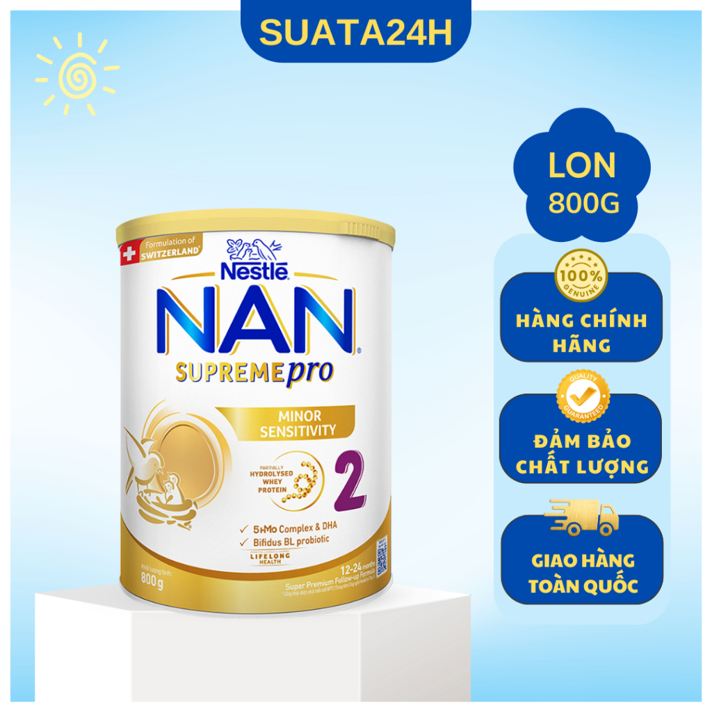 Sữa bột Nestle Nan SUPREME PRO 2 800g cho bé từ (12-24 tháng) - Hỗ Trợ Tiêu Hóa Khỏe