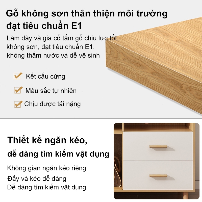 REX Tủ quần áo Hai cánh cửa và hai ngăn kéo chất liệu gỗ MDF cao cấp Tiện Lợi Chịu Lực Tốt | BigBuy360 - bigbuy360.vn