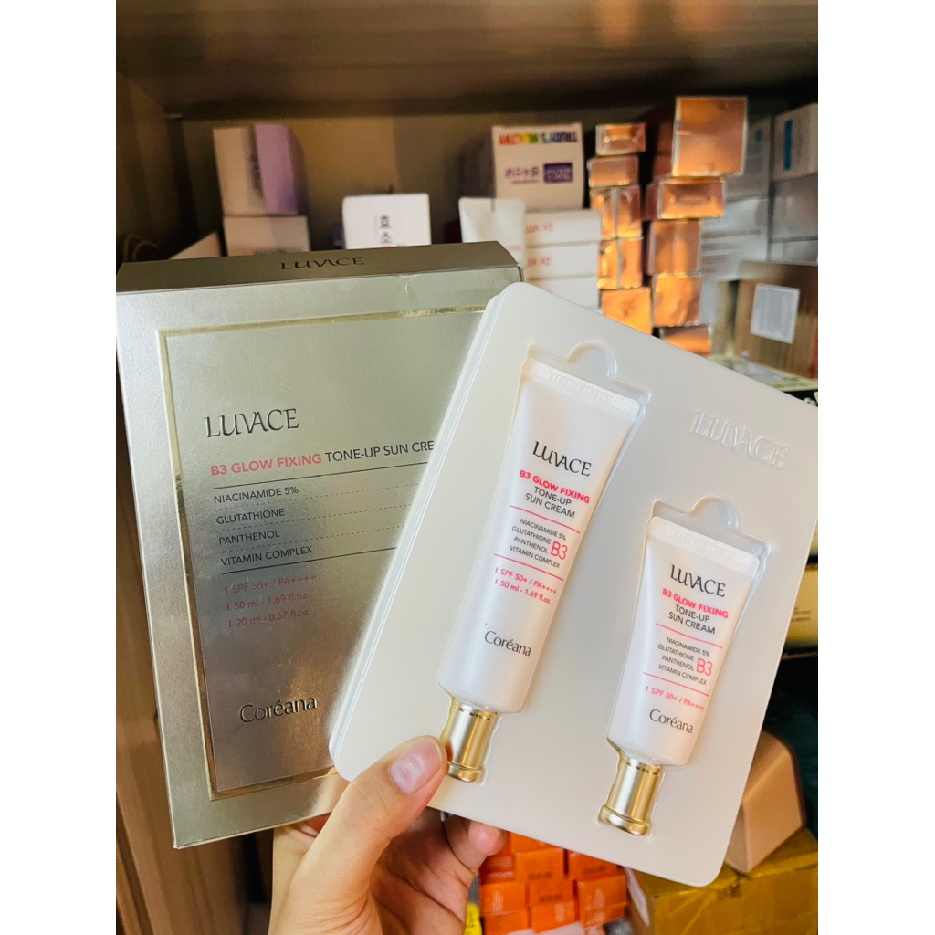 Set kem chống nắng LUVACE NÂNG TONE tự nhiên, cấp ẩm và làm sáng da