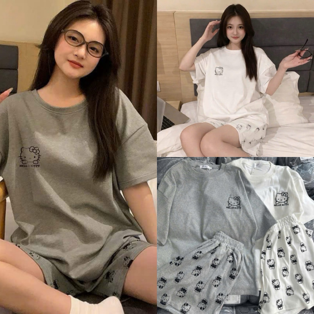 Set Bộ Nữ, Set Bộ Đùi Quần In Kín Hình Hello