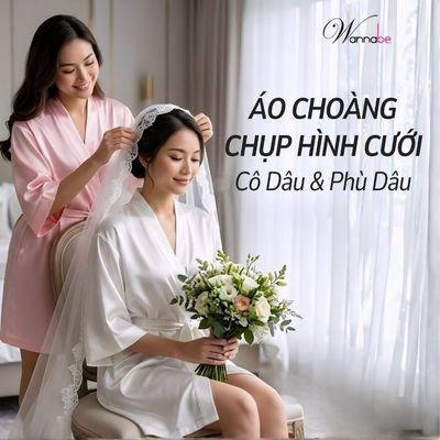 Áo choàng lụa phù dâu WANNABE kimono satin sang trọng set áo choàng cô dâu chụp pre-wedding KI010