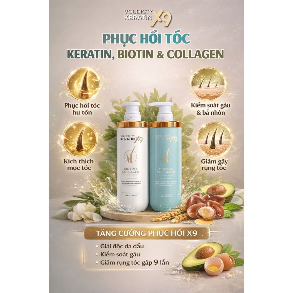gội xã KERATIN X9 BIOTIN & COLLAGEN