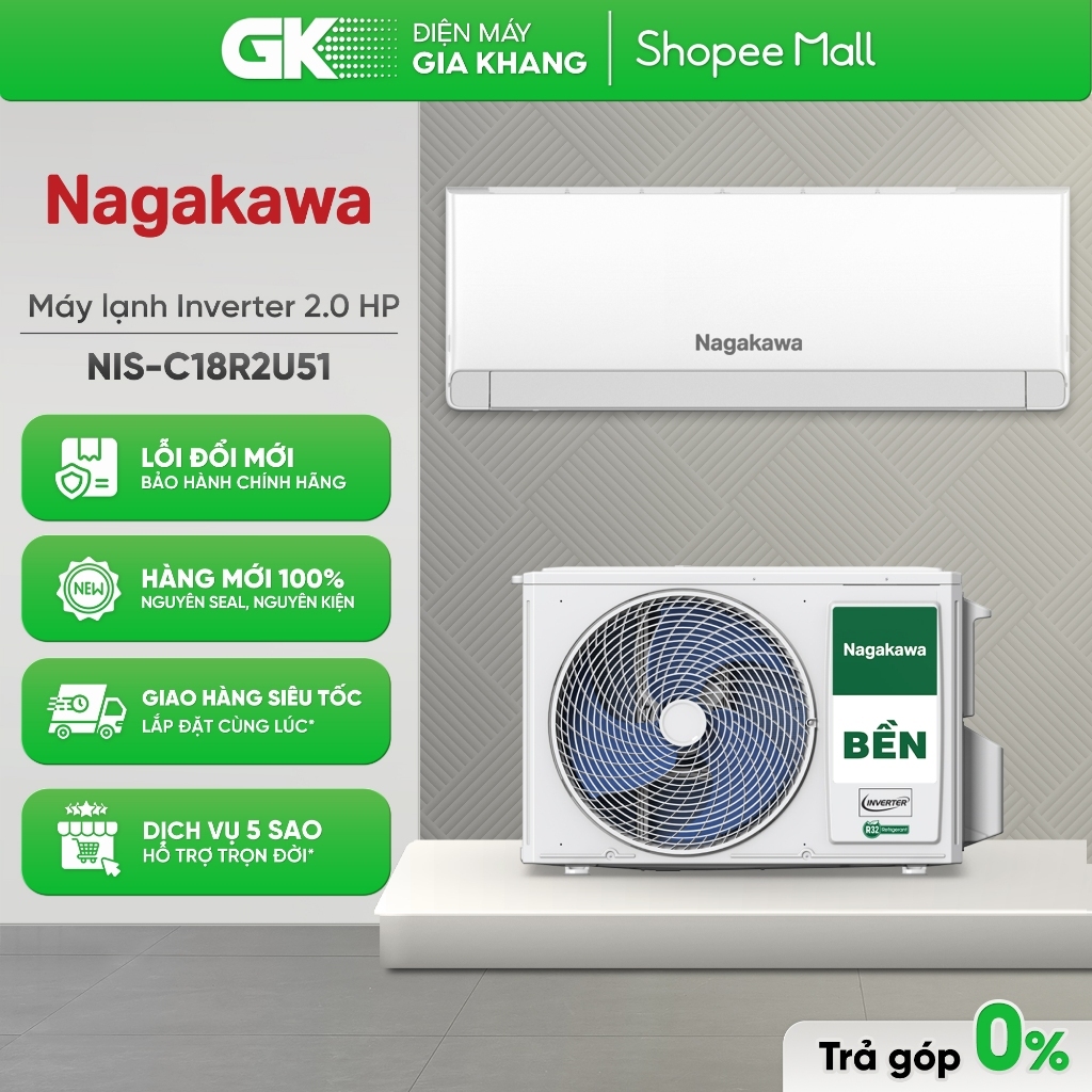 [Shopee - Lắp đặt 0Đ HN HCM] NIS-C18R2U51 2HP | NIS-C09R2U51 1HP | NIS-C12R2U51 1.5HP Máy Lạnh Nagak