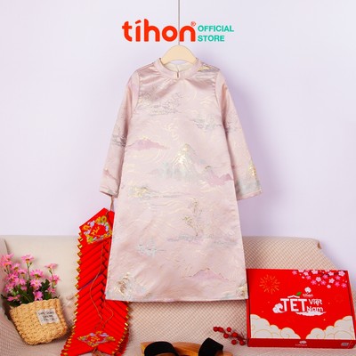 Áo dài cho bé trai TIHON áo dài gấm ánh kim họa tiết truyền thống áo dài Tết cho bé AD0744123