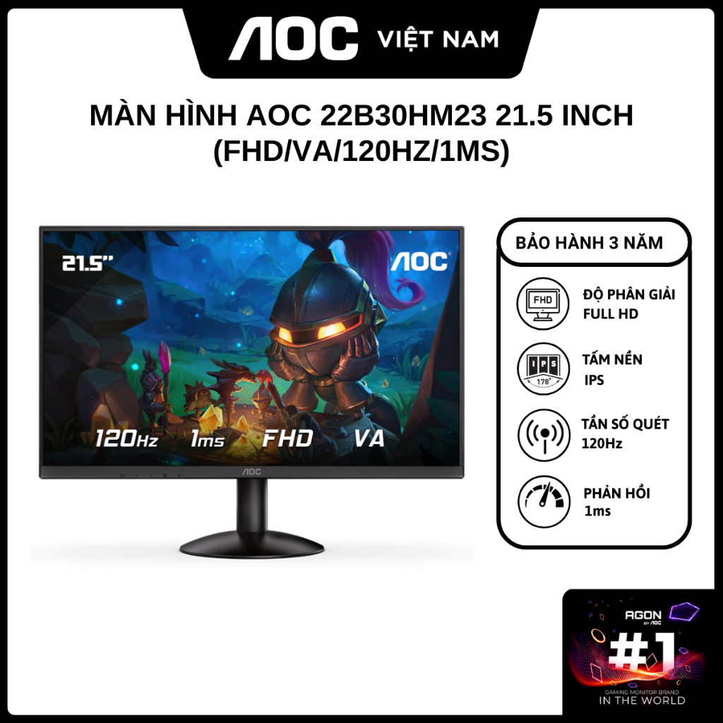 Màn Hình AOC 22B30HM23 21.5 inch (FHD/VA/120Hz/1ms) | 22B15H2 (FHD/IPS/100Hz/4ms) - Hàng Chính Hãng