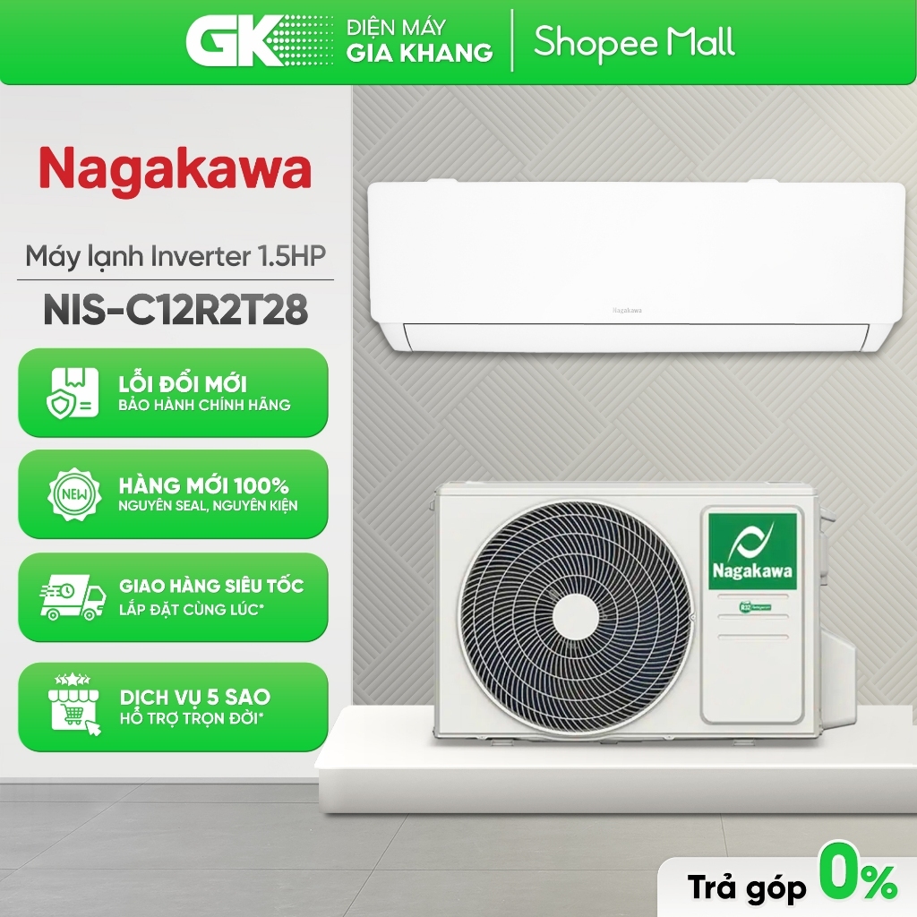 [Shopee - Lắp đặt 0Đ HN HCM] NIS-C12R2T28 1.5HP | NIS-C09R2T28 1HP - Máy Lạnh Nagakawa Inverter