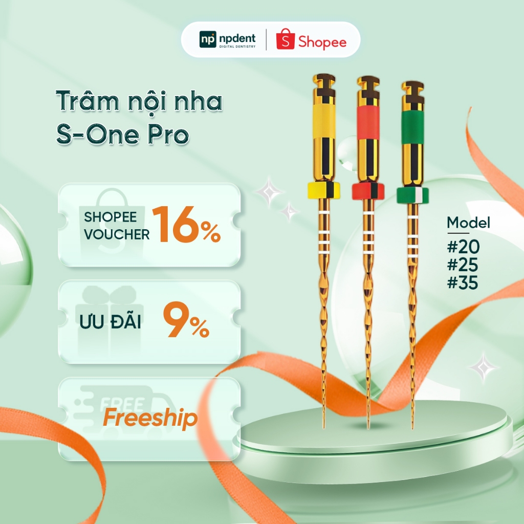 Trâm nội nha NPDENT COXO ENPIS S-One Pro, 16mm/21mm/25mm, độ côn liên tục, thiết kế xoắn ốc an toàn