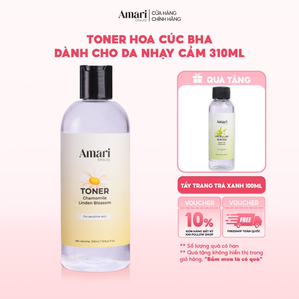 Nước Cân Bằng Toner BHA Amari Beauty Giúp Cấp Ẩm, Làm Mềm Da, Cân Bằng Độ pH - 310ml