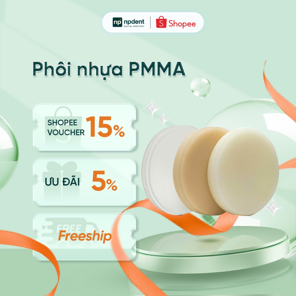 Phôi Nhựa NPDENT PMMA, độ chống mài mòn cao, chống sốc tốt, phôi màu, phôi đa lớp 16 màu Vita