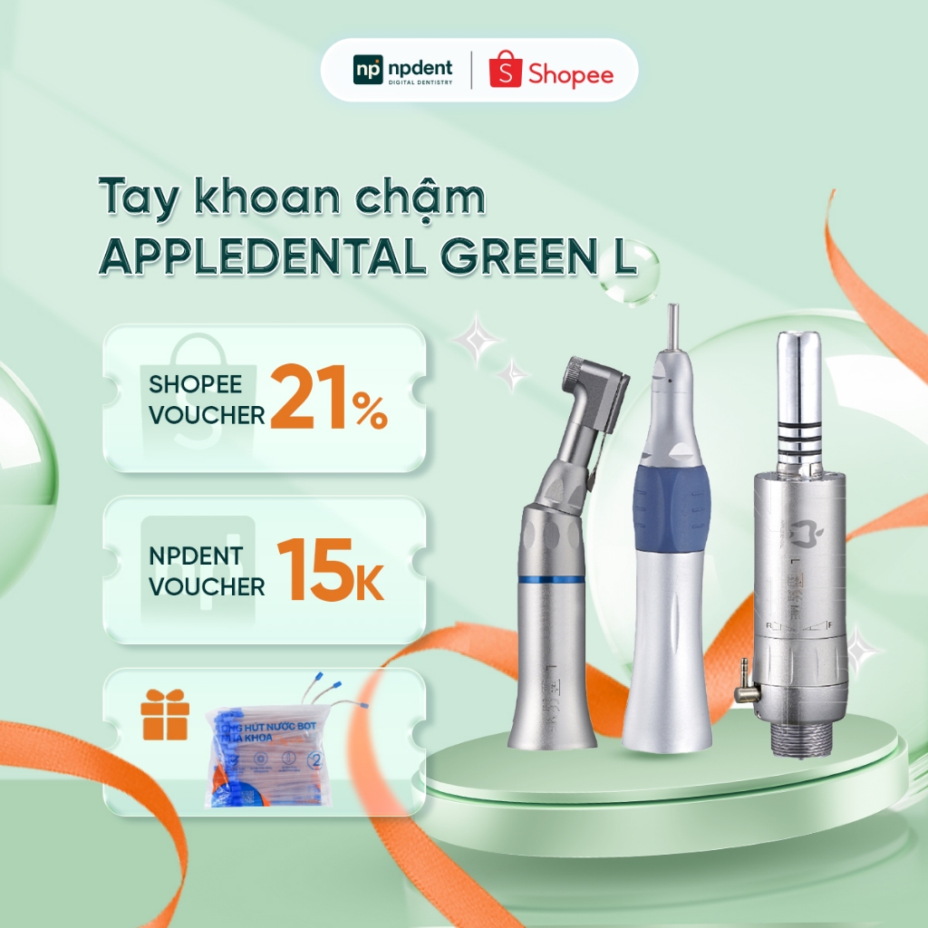 Tay Khoan Chậm NPDENT APPLE DENTAL GREEN L-M4, Độ Ồn Thấp 65dB - Bảo Hành Chính Hãng 3 Tháng