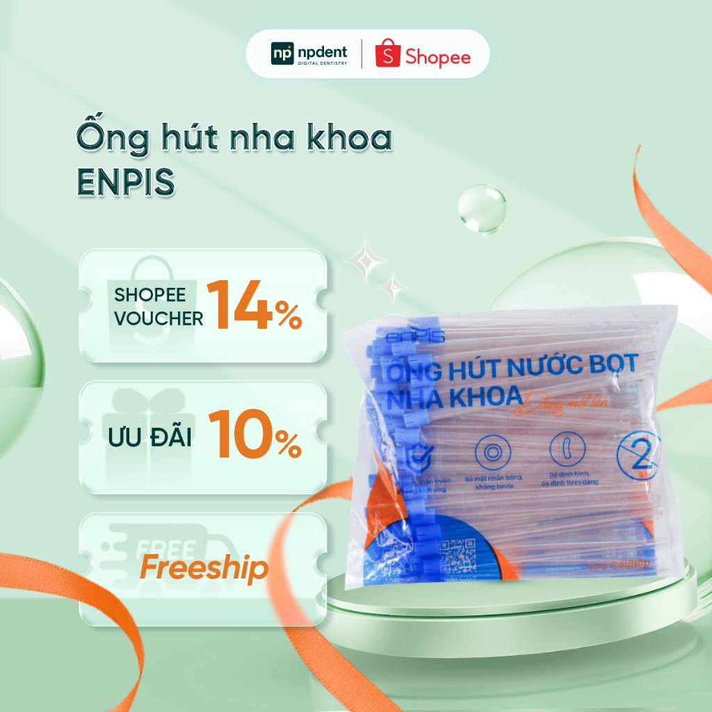 Ống hút nha khoa Enpis NPDENT, ống hút nước bọt dùng trong Nha khoa dễ uốn cong, giữ form ổn định (T